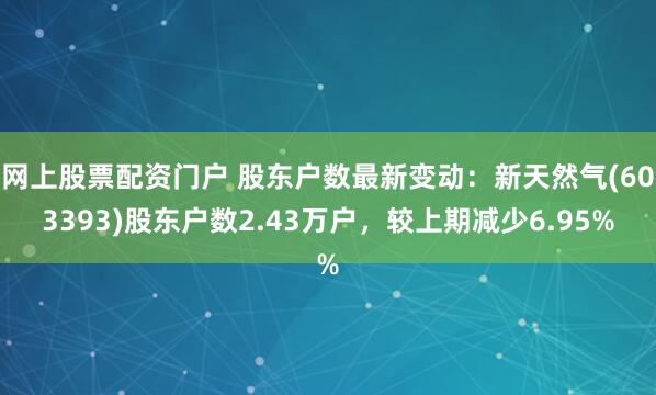 网上股票配资门户 股东户数最新变动：新天然气(603393)股东户数2.43万户，较上期减少6.95%